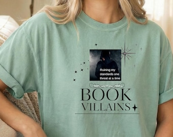 ブック・ヴィランズ・シャツ | ダーク・ロマンスTシャツ、「脅威が一つずつ私の基準を台無しにする」