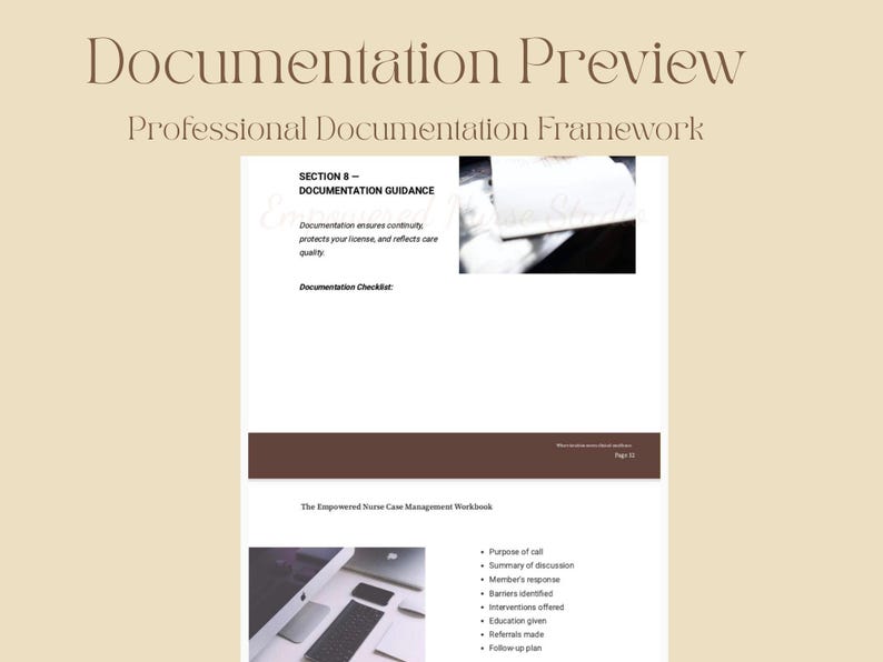 May include: A preview of a professional documentation framework. The image features the text "Documentation Preview" and "Professional Documentation Framework". It also includes a section on documentation guidance and a checklist.