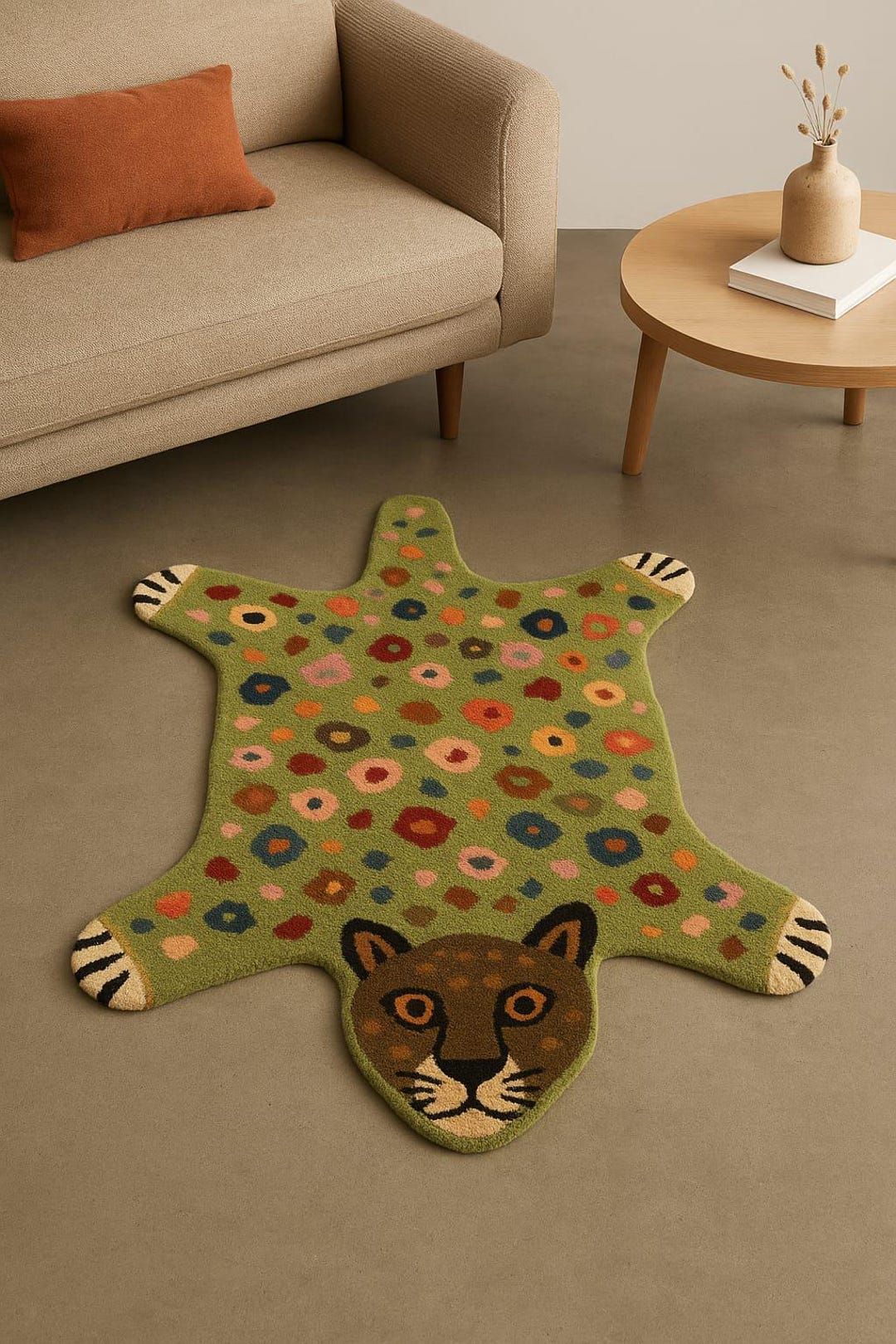 Hand-tufted Wool Leopard Rug for Home Decor - Etsy