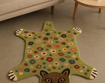 Hand-Tufted Wool Leopard Rug For Home Decor