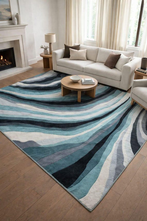 Hand Tufted Wool Area Rug, Modern Abstract Rug For Living Room