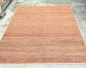 Handmade Jute Rug | Rust Orange Flat Weave, Eco Friendly