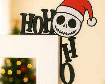 Jack Skellington inspired Christmas  Door Corner Decoration, Merry Christmas with Tree and Gifts, 3D Printed Christmas Home Decor