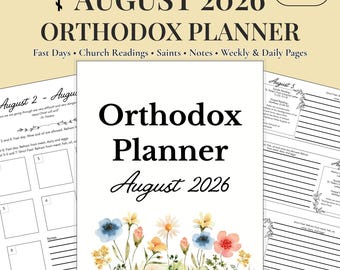 August 2026 Orthodox Planner | Monthly Liturgical Planner | Digital PDF