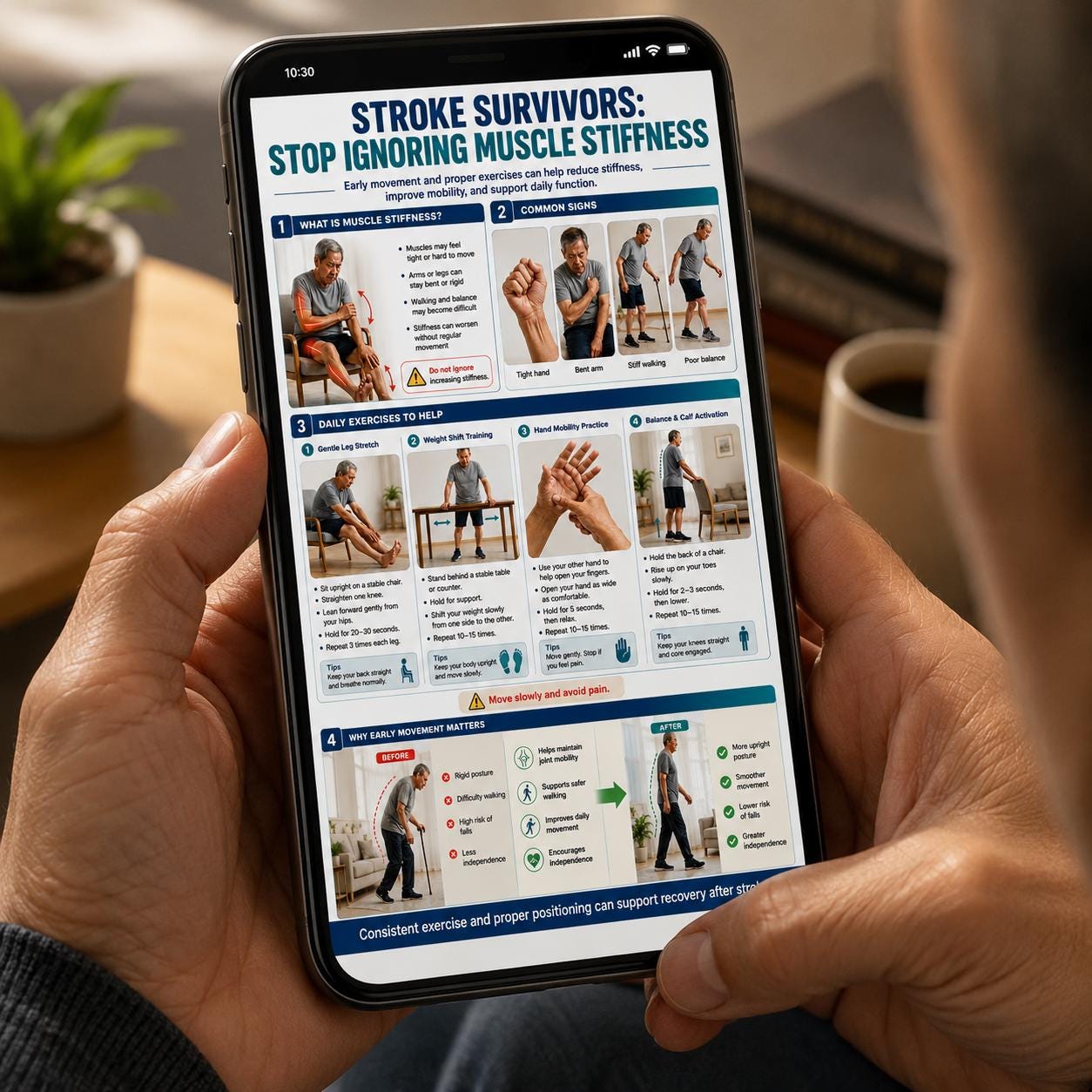 Stroke Recovery Exercises Poster | Muscle Stiffness, Mobility Aid ...