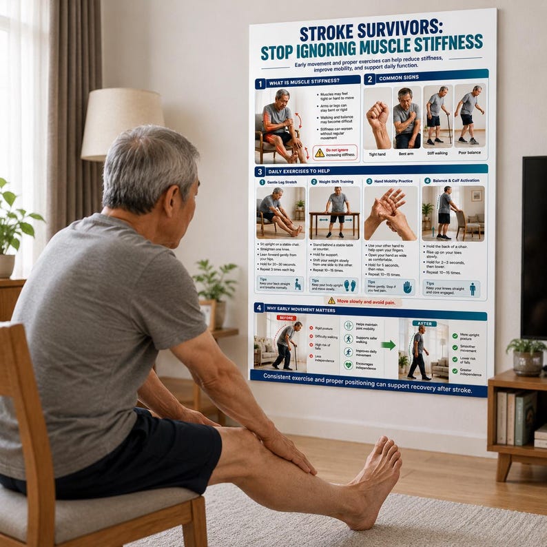 Stroke Recovery Exercises Poster | Muscle Stiffness, Mobility Aid ...