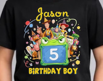 Personalized Toy Story 5 Birthday Boy Shirt, Custom Name Infinity and Beyond, WDW, Woody and Lightyear Buzz Tee, Toy Story Gift