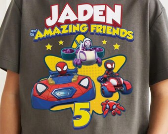 Spidey and His Amazing Friends Birthday Shirt, Personalized Marvel Birthday Family Matching Tee, Ghost Spider, Disney Family Trip