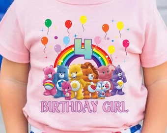 Care Bears Birthday Shirt, Care Bears Cheer Bear Funshine Bear Tender Heart Bear Tee, Rainbow Bears, Birthday Girl Gift