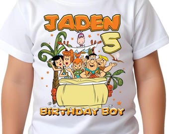 Custom Flintstones Birthday Family Shirt, Funny Flintstones Game Cartoon Kids Toddler, Personalized Birthday Gift For Daughter