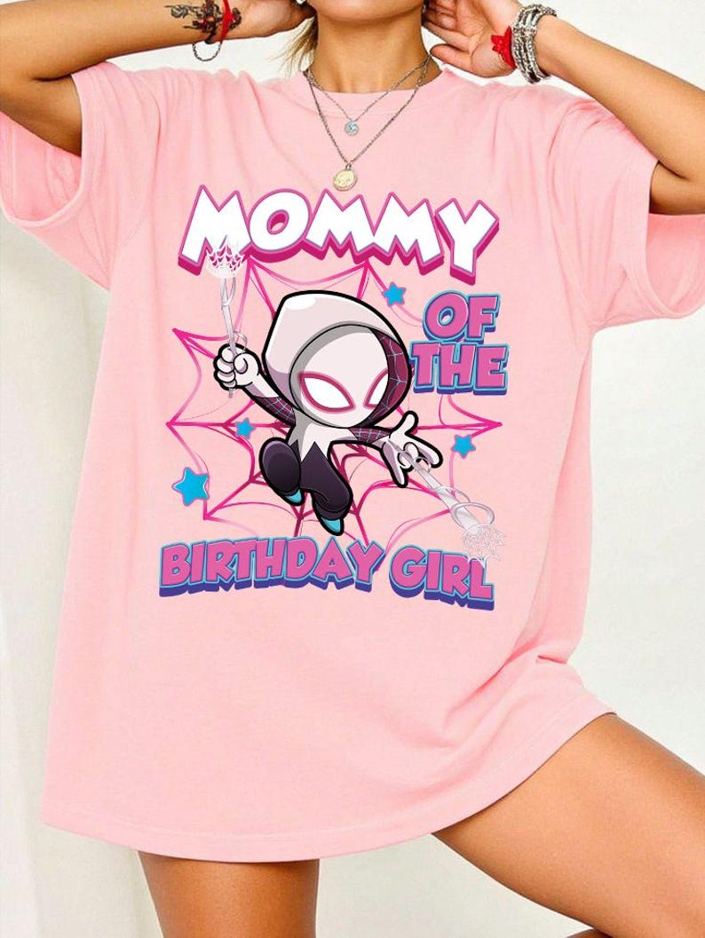 Personalized Spider Gwen Shirt, Spider Birthday Girl Tee, Spidey And Her Friends Family, Ghost Spider, Custom Kids Birthday image 5