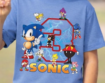 Inspired Gamer Birthday T Shirt, The Hedgehog Theme Party, Matching Family Tee, Sonic Birthday Toddler, Custom Name