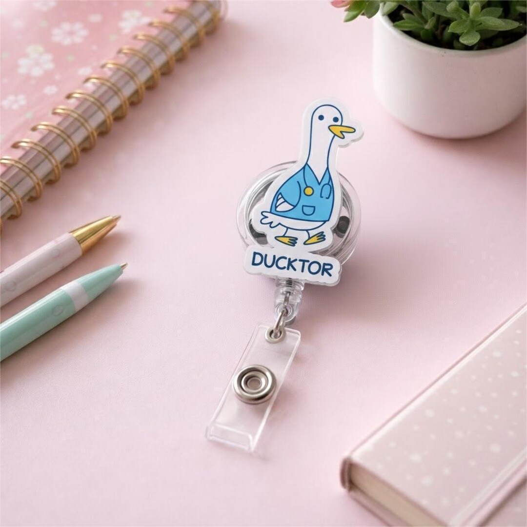 Ducktor Badge Reel, Funny Duck Doctor Retractable ID Holder, Medical ...