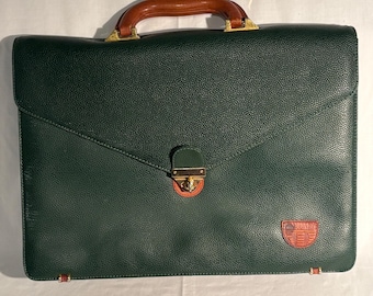 Vintage green leather Cavalet briefcase