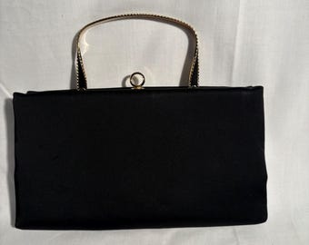 Vintage black satin formal bag by After Five