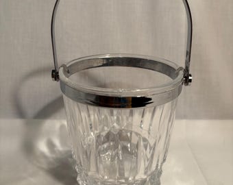 Vintage MCM Cristal d’Arques cut glass ice bucket