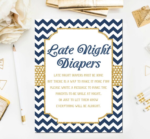 Navy Baby Shower Games Late Night Diapers Game Sign Printable Baby