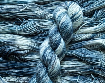 Nature Had Another Plan, Hand Dyed Yarn, Dyed to Order, Blues and Grey Yarn