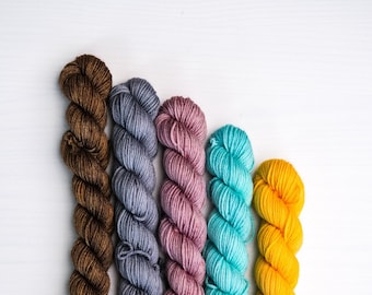 Hand Dyed Yarn, Sock Yarn Minis, Bundle