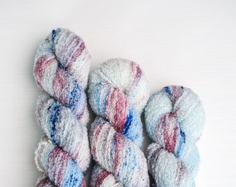 Hand Dyed Yarn, Blue and Purple Variegated Yarn, Boucle, OOAK