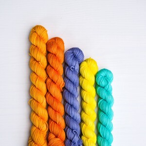 Hand Dyed Yarn, Sock Yarn Minis, Neon Hues Bundle