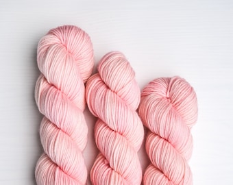 Hand Dyed Yarn, Bubblegum Pink Tonal Yarn, DK, OOAK