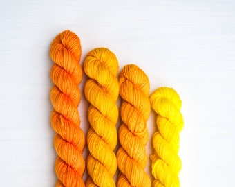 Hand Dyed Yarn, Sock Yarn Minis, Bright Warm Tones Bundle