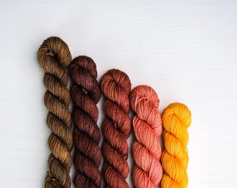 Hand Dyed Yarn, Sock Yarn Minis, Autumn Hues Bundle