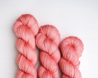 Hand Dyed Yarn, Medium Pink Tonal Yarn, DK, OOAK