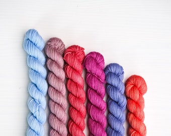 Hand Dyed Yarn, Sock Yarn Minis, Cool Tones Bundle