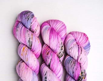 Hand Dyed Yarn, Pinks and Purple Variegated Yarn, Sock, OOAK
