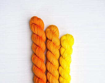 Hand Dyed Yarn, Sock Yarn Minis, Bright Sunburst Bundle