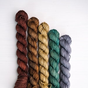 Hand Dyed Yarn, Sock Yarn Minis, Earth Tones Bundle