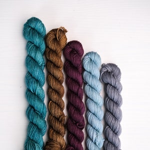 Hand Dyed Yarn, Sock Yarn Minis, Winter Hues Bundle