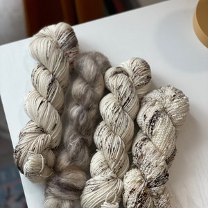 Superwash Merino Wool Yarn, Hand Dyed Yarn, Black Speckled Yarn, Gneiss