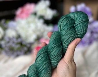 Hand Dyed Yarn, Medium Green Tonal Yarn, Briar