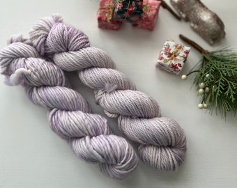 Superwash Merino Yarn, Hand Dyed Yarn, Pastel Purple Variegated Yarn, Icing