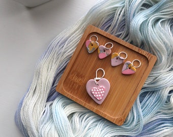 Pastel Polka Dot Heart Stitch Marker