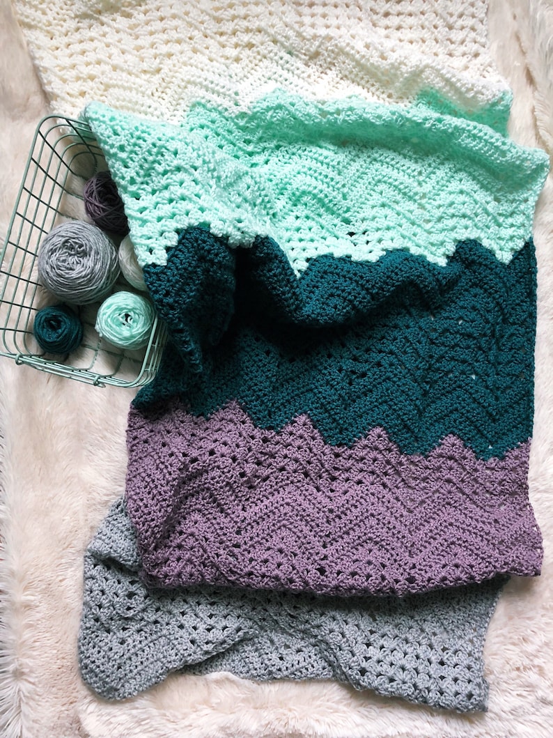 Crochet Afghan Blanket Crochet Chevron Blanket Crochet Lap Blanket Crochet Striped Blanket Crochet Baby Blanket Baby Blanket Crochet