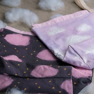 Pink Skies Reversible Knitting Project Bag: Cotton Cloud Drawstring