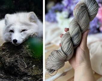 Hand Dyed Yarn, Taupe Variegated Yarn, Arctic Fox