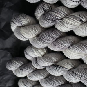 Hand Dyed Yarn, Grey Speckled Yarn, Feathers on His Feet