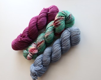 Handdyed Yarn Bundle, Colorful DK Weight Pack