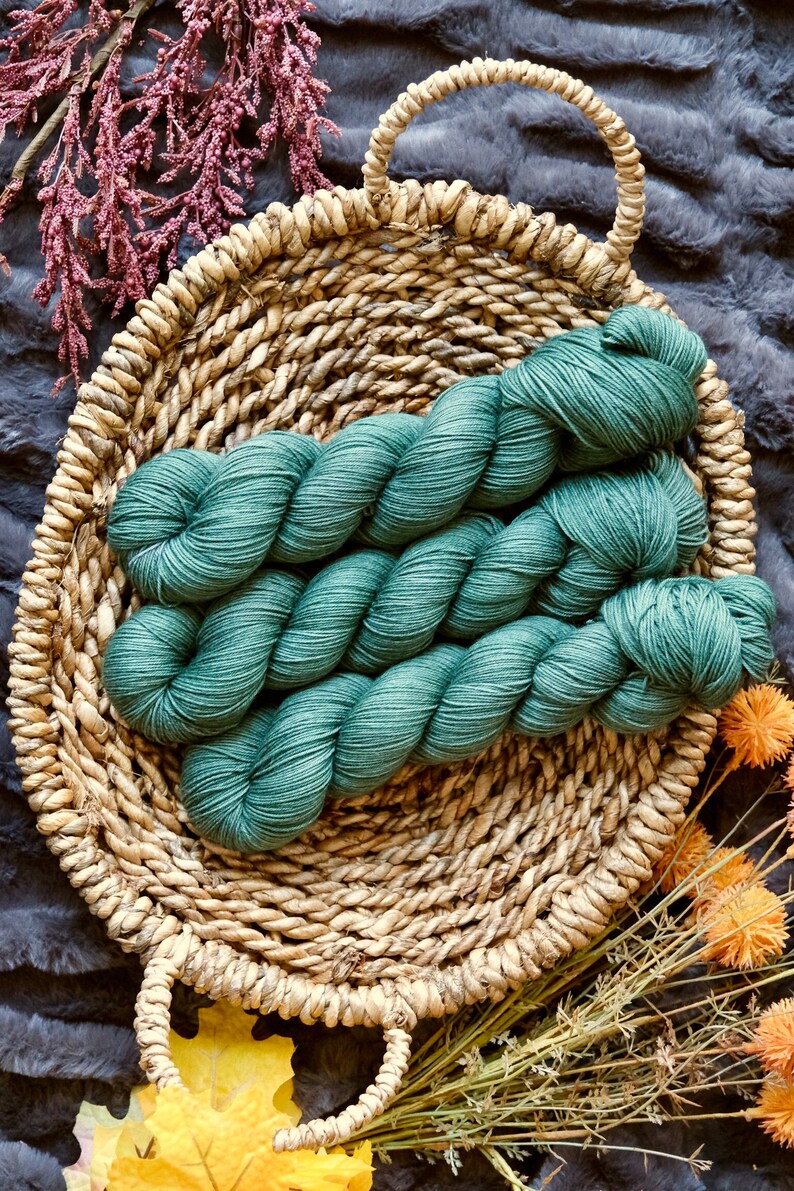 Olive Leaf Hand Dyed Yarn Dyed to Order Rich Green Yarn image 1