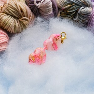 Pink Skies Stitch Markers, Translucent Pink Heart Sunglasses
