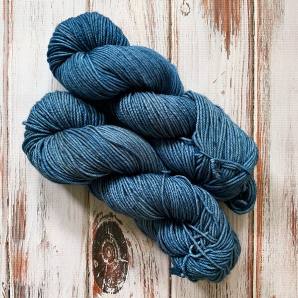 Superwash Merino Yarn, Hand Dyed Yarn, Blue Tonal Yarn, DK Weight, Skyscraper