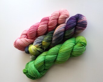 Handdyed Yarn Bundle, Garden Fingering Weight Pack