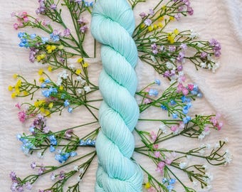 Glistendew, Hand Dyed Yarn, Pastel Mint Green