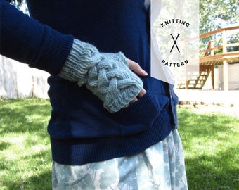 Women's Fingerless Cable Knit Gloves Pattern, PDF Pattern, One Short Day Gloves