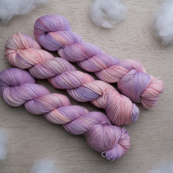 Dreamberry, Hand Dyed Yarn, Ready to Ship, Pastel Purple and Pink